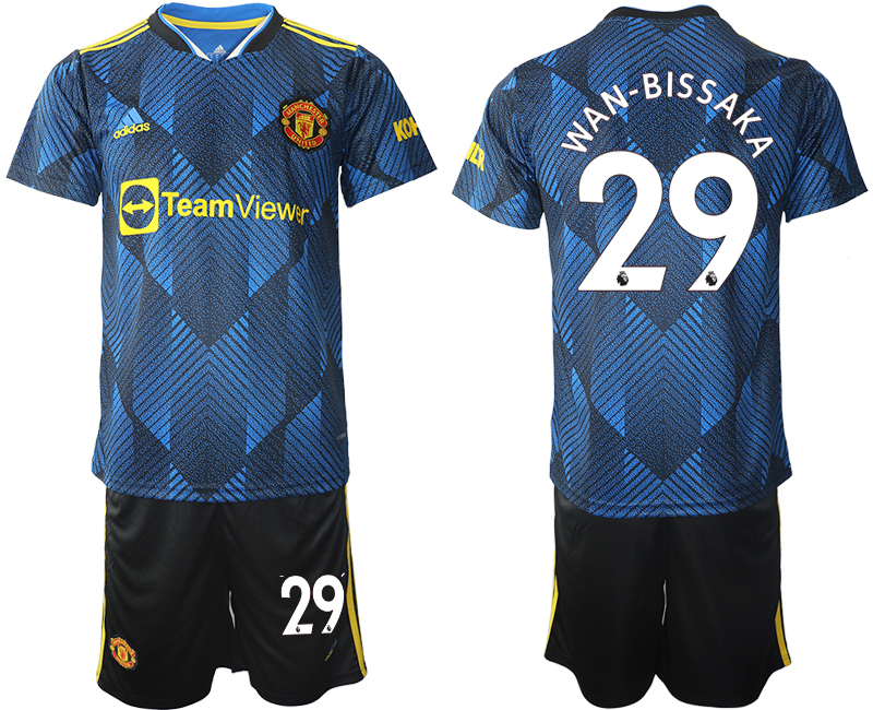 Men 2021-2022 Club Manchester United Second away blue #29 Soccer Jersey